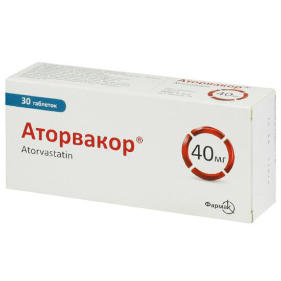 Аторвакор таблетки 40 мг №30.
